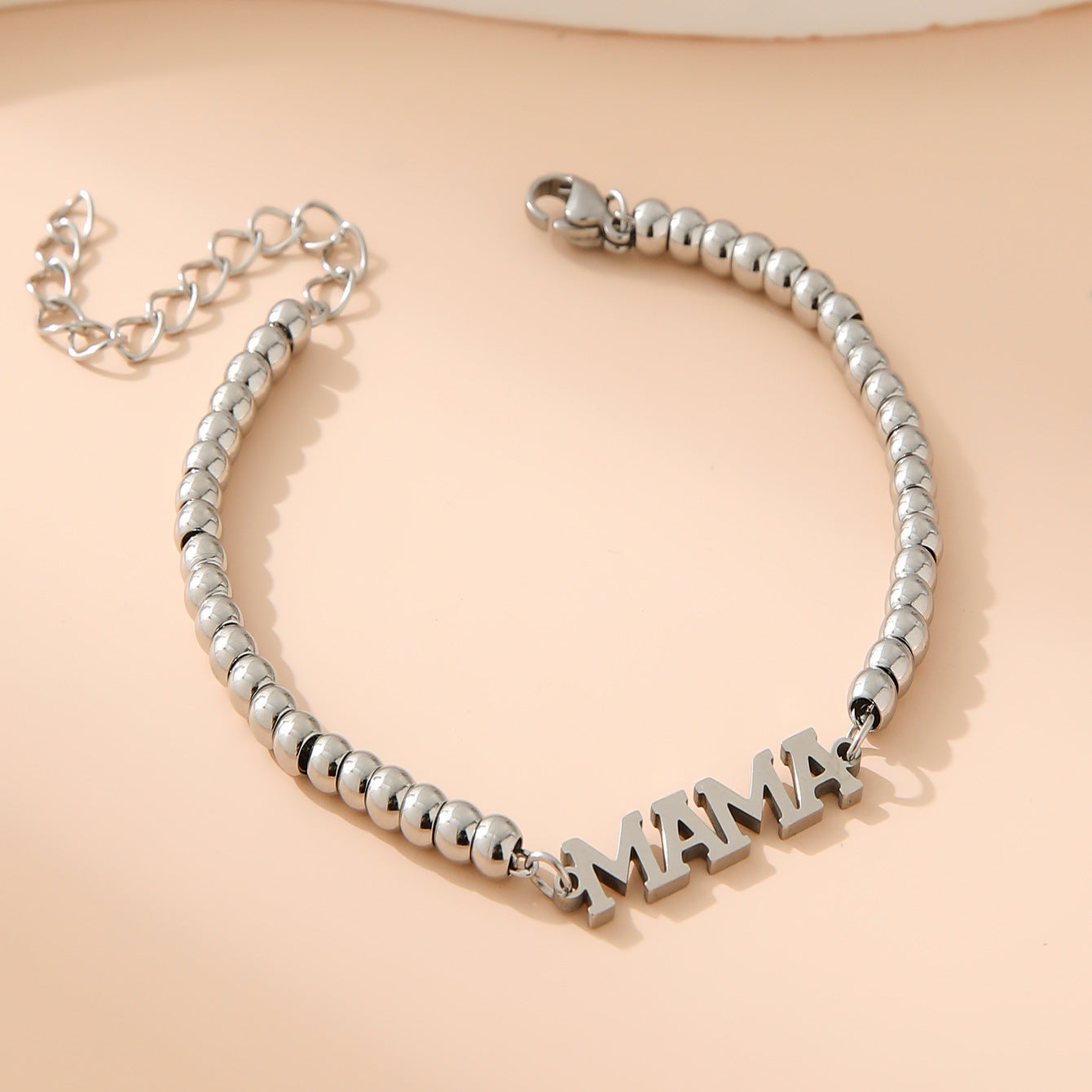 New Simple Stainless Steel Plated 18K Gold 4MM Bead Mother Bracelet Women's Mother's Day Gift Jewelry