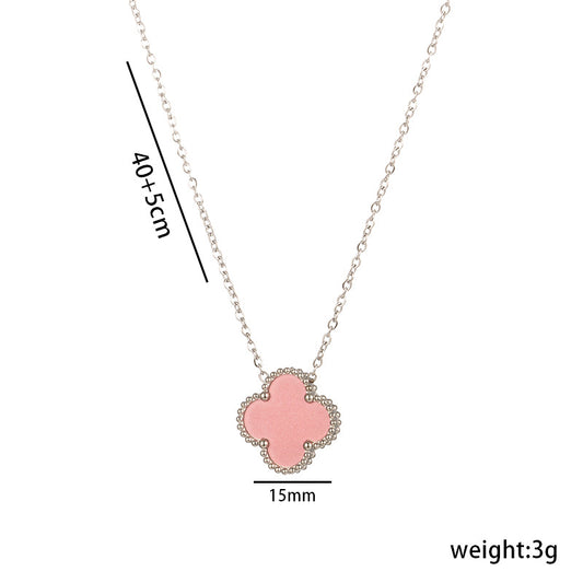 Non-fading High-quality Jewelry Double-sided Four-leaf Clover Necklace Women's Live Broadcast Hot-selling Titanium Steel Collarbone Chain Wholesale