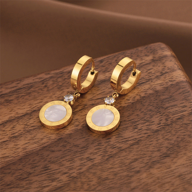 Fashion Titanium Steel Does Not Fade Short Ear Buckle Simple Geometric Rose Gold Earrings Stud Earrings