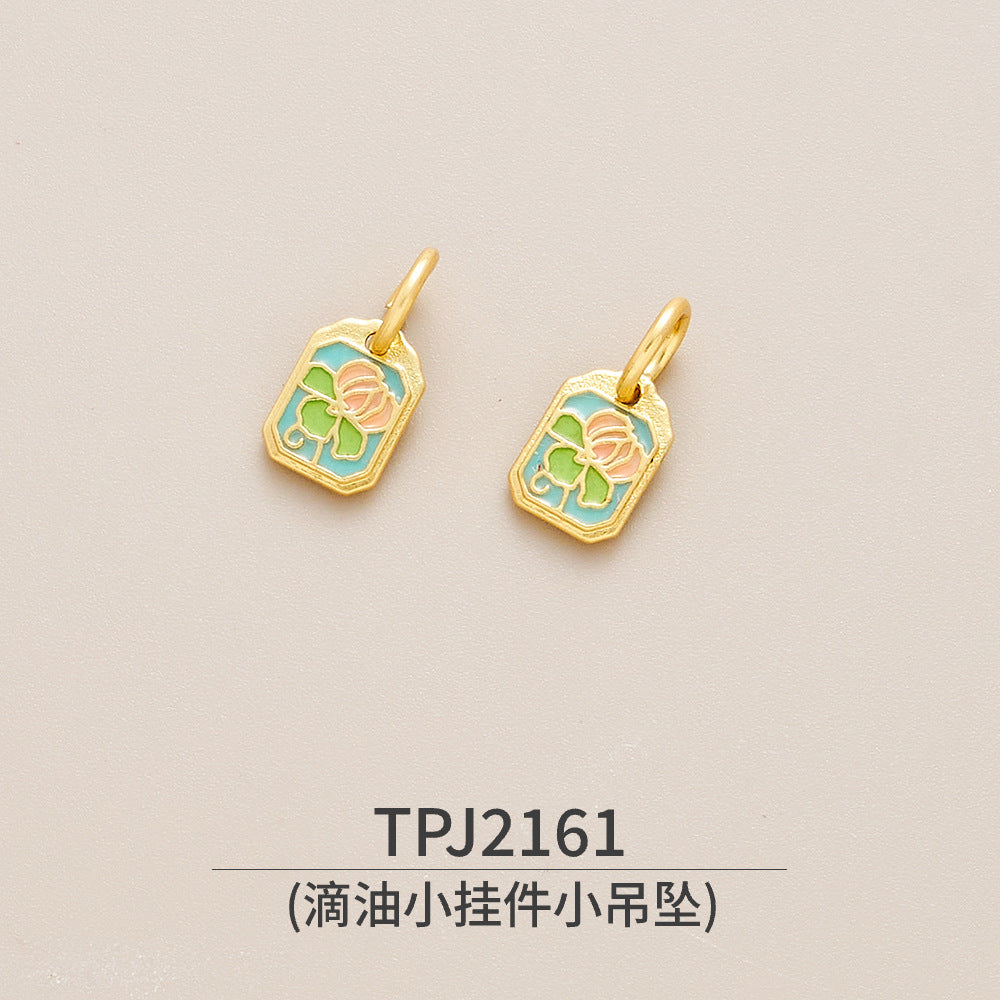 Copper, Ancient Gold, Color-preserving Dripping Oil, Small Pendant, Small Pendant, National Style Bracelet, Bracelet, Jewelry Accessories, Peace Talisman, Lucky Character