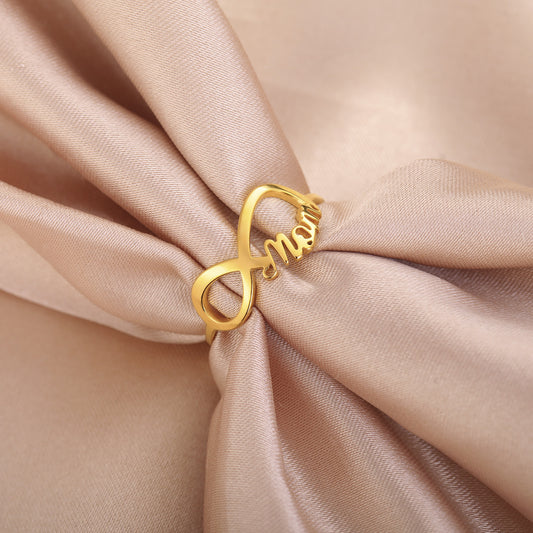 Mom Infinity Symbol Women's Ring Stainless Steel Ring Fashion Jewelry Mother Court New Year's Gift Stainless Steel Ring