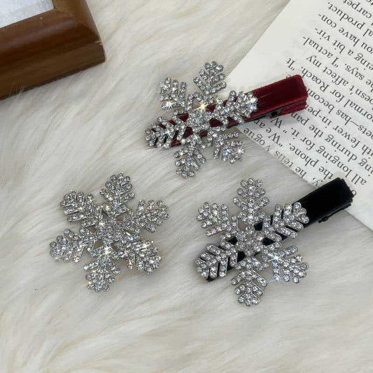 Snowflake Hairpin Female Autumn and Winter Bangs Clip Side Clip Hairpin Internet Celebrity Clip Hair Accessories Christmas Headdress