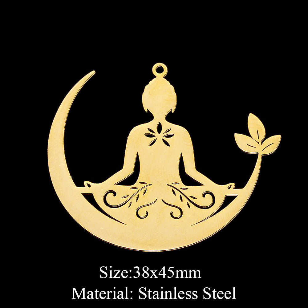 5 Pcs/bag Eye Fairy Face Pendant Geometric DIY Stainless Steel Jewelry Accessories Necklace Pendant