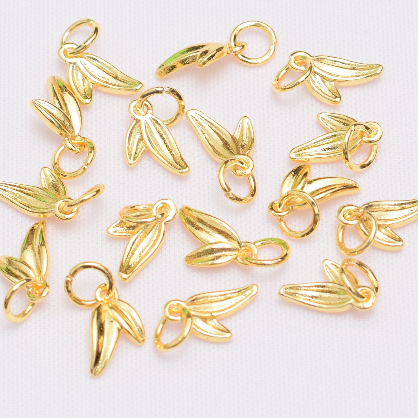 Ancient Sand Gold Bamboo Leaf Bracelet Pendant Accessories DIY Handmade Beaded Braided Rope Hand Necklace Bamboo Pendant