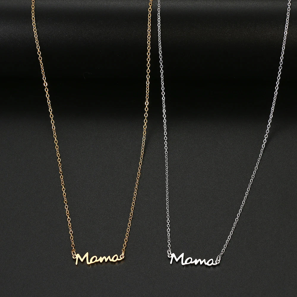 Mother's Day Series Mama Necklace English Letter Pendant, Titanium Steel Personalized Necklace Explosive Jewelry