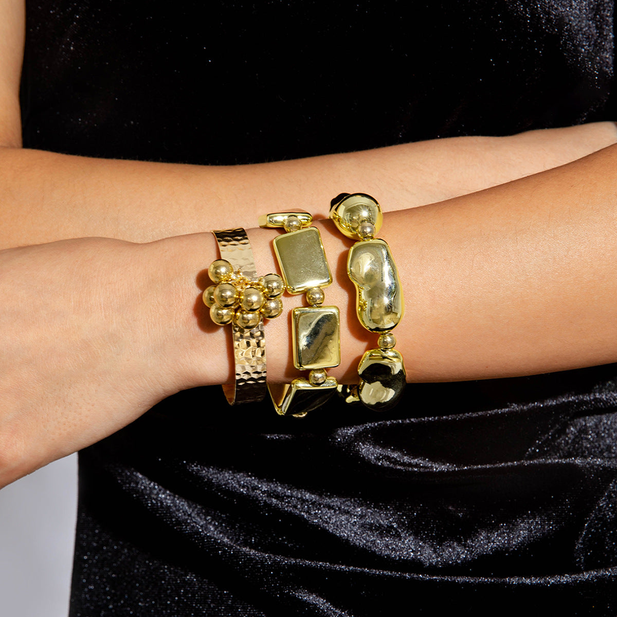 Multi-layer Line Winding Geometric Opening Bracelet Punk Style Bracelet