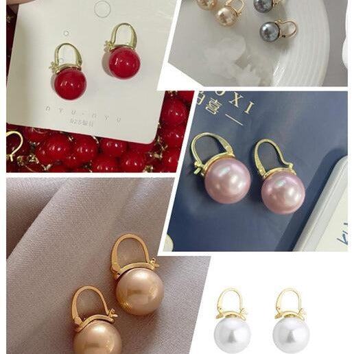 Pearl Earrings Women's Retro Temperament Simple Women's High-end Texture Earrings Copper Ear Hooks