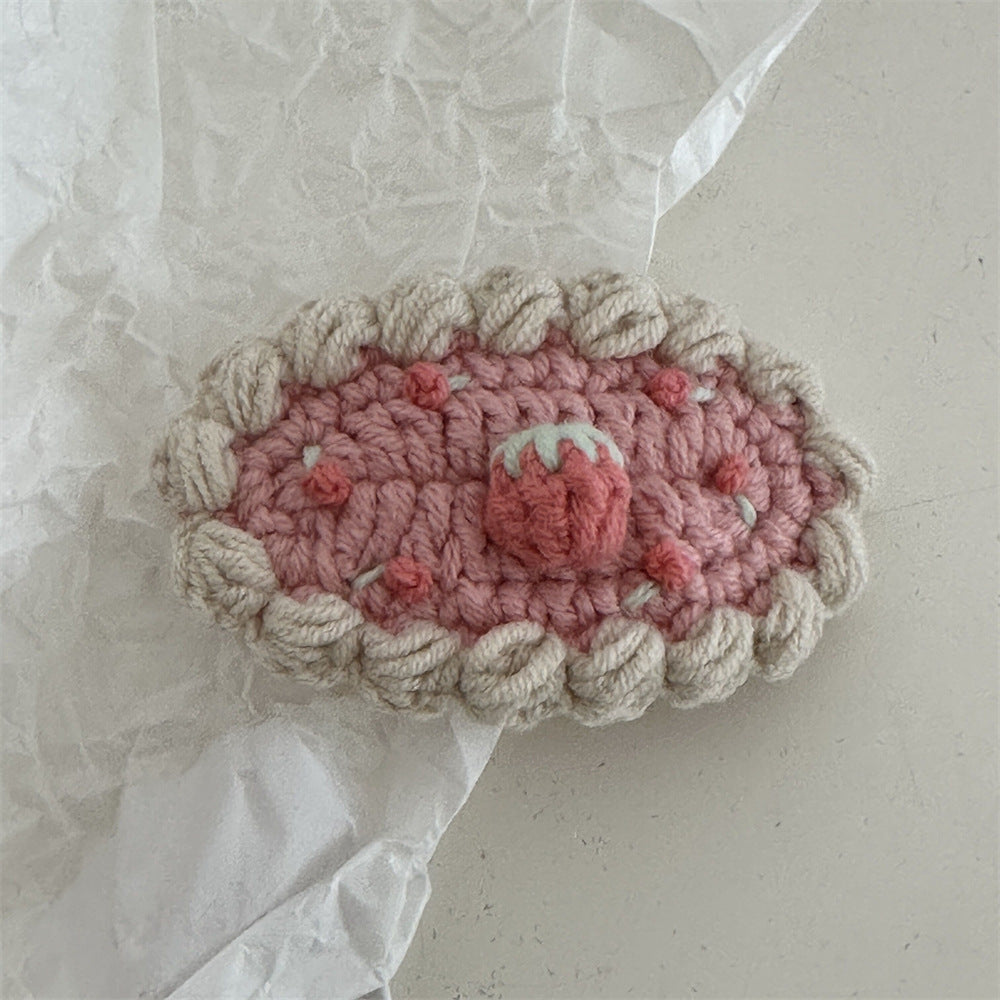 Crochet Handmade Wool Embroidery Fresh and Cute Sweet Colored Flower Hairpin Side Bangs BB Clip Hair Accessories