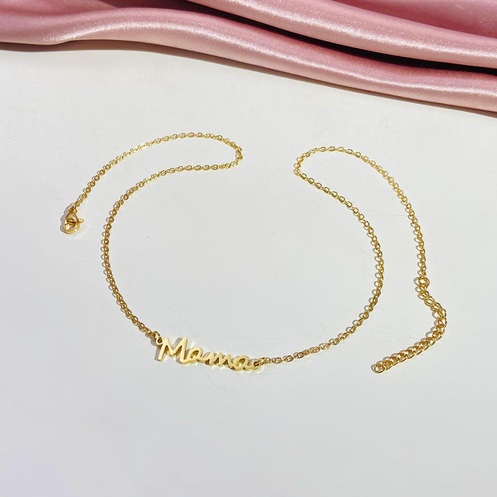 European and American Mama Mother Stainless Steel Letter Necklace Mother's Day Jewelry Female Wholesale