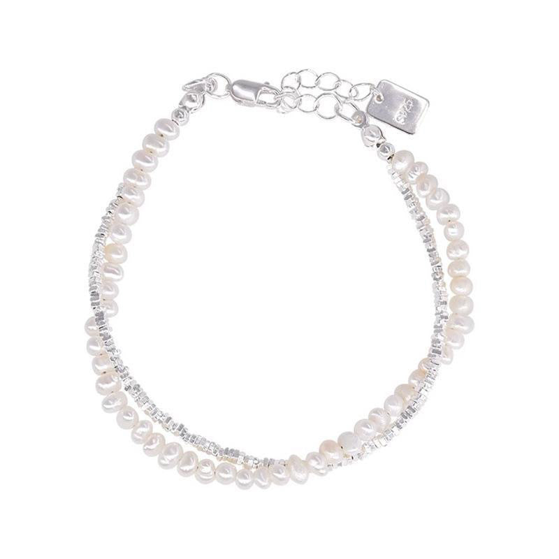 Korean version of fashion niche heavy industry pearl broken silver beaded bracelet women's light luxury exquisite versatile gift girlfriend jewelry