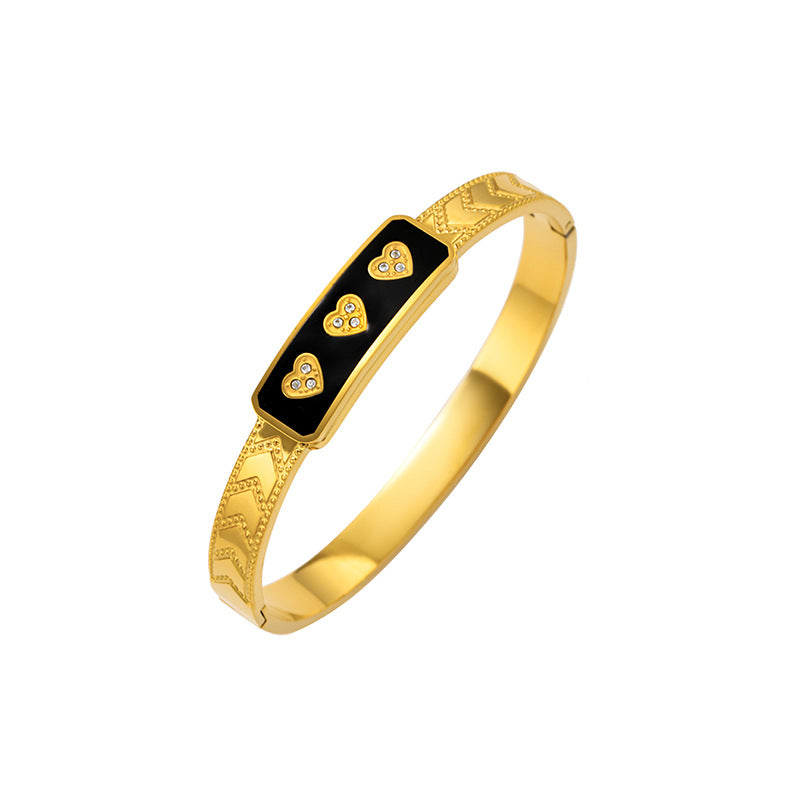 Europe and The United States Popular Titanium Steel Bracelet Love Drop Oil Diamond Versatile Stainless Steel Bracelet Does Not Fade Jewelry Manufacturers Wholesale