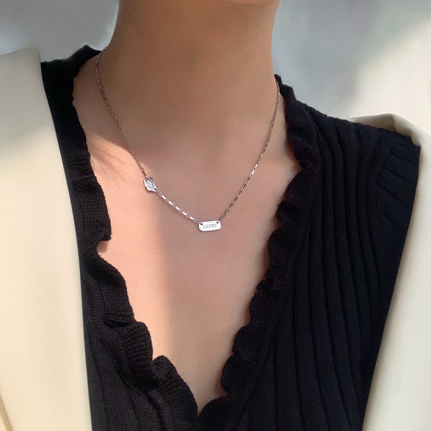 925 Silver Love Necklace Women's Summer High Sense Design Sense Niche Light Luxury Collarbone Chain Neck Chain