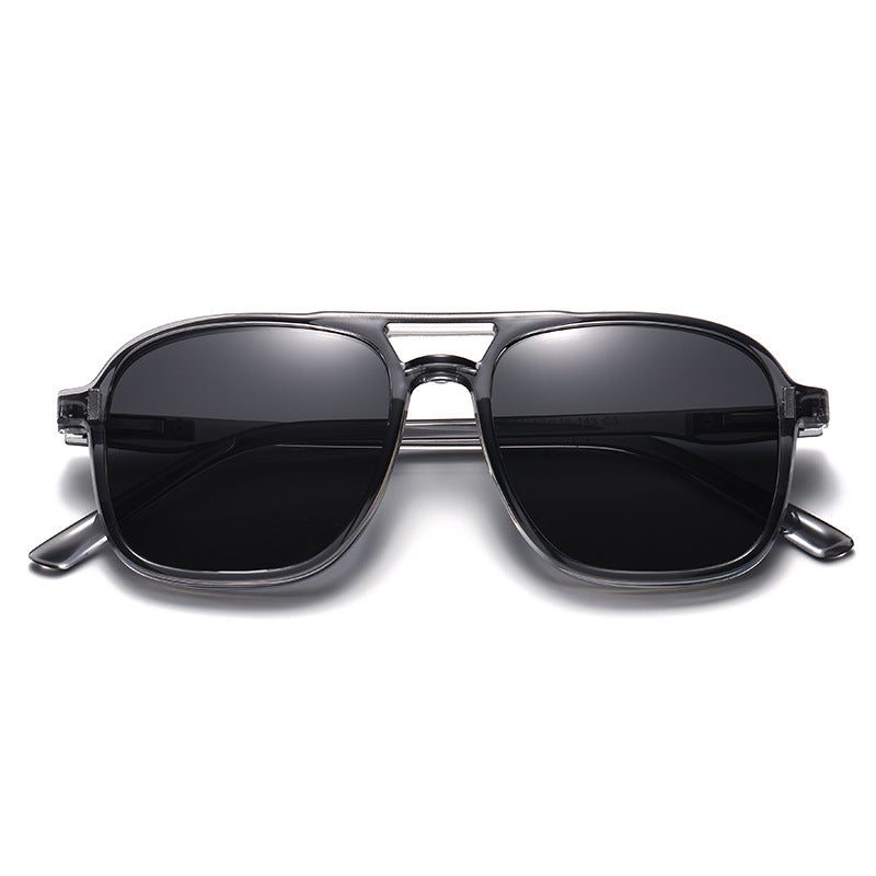 Double Beam Series Magnetic Sleeve Glasses Polygonal Polarized Sunglasses Men's European and American Cross Glasses with Degree Glasses 5-in-1 Sunglasses