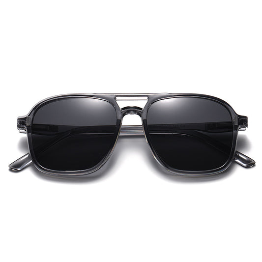 Double Beam Series Magnetic Sleeve Glasses Polygonal Polarized Sunglasses Men's European and American Cross Glasses with Degree Glasses 5-in-1 Sunglasses