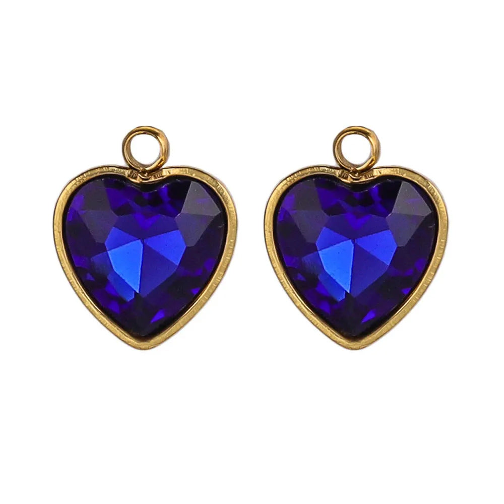 Stainless Steel Love Glass Pendant 18K Vacuum Plated Gold Pendant DIY Necklace Earrings Jewelry Accessories