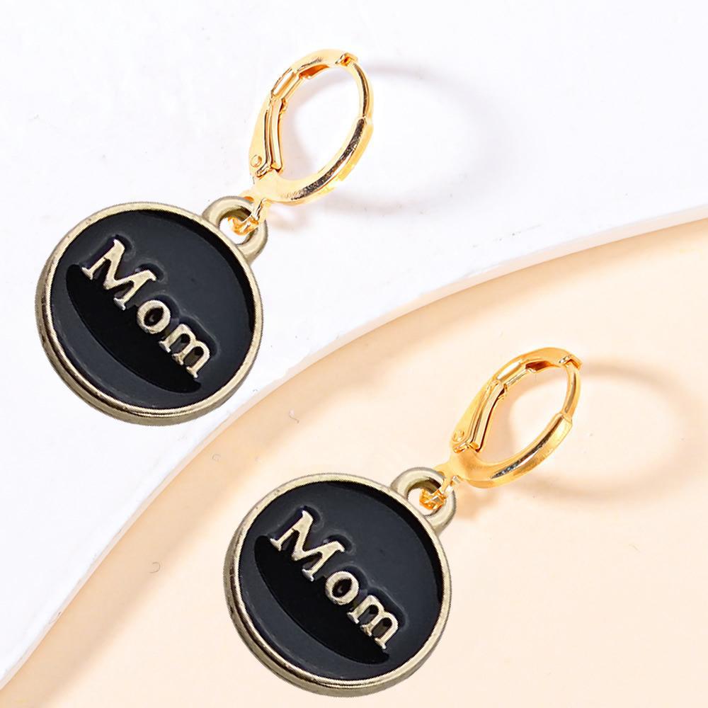 Alloy Drip Pendant Round Double-sided Mom18x14mm Series Earrings