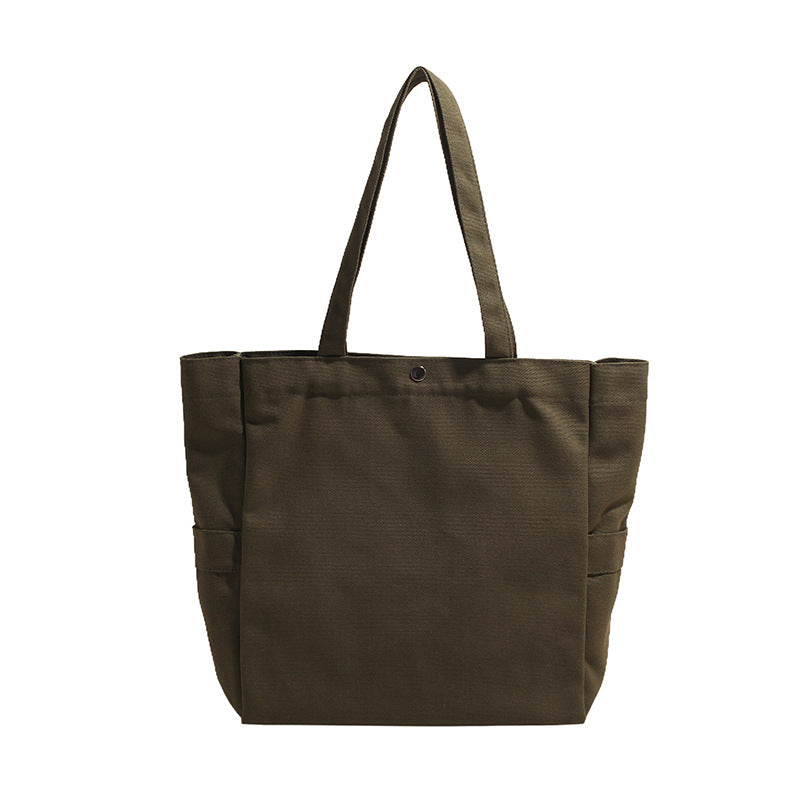 Canvas Bag Korean Version of Foreign Trade Literature and Art Solid Color Large Capacity Shoulder Tote Bag To Work Versatile Ins Women's Commuter Bag