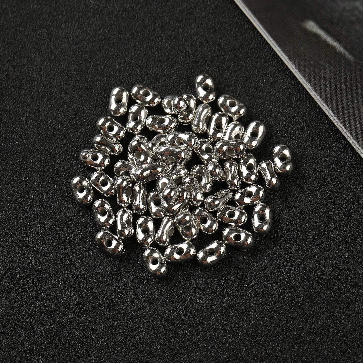 Acrylic Peanut Bead Separator DIY Bracelet Necklace Positioning Bead Accessories, Gold Silver Loose Beads