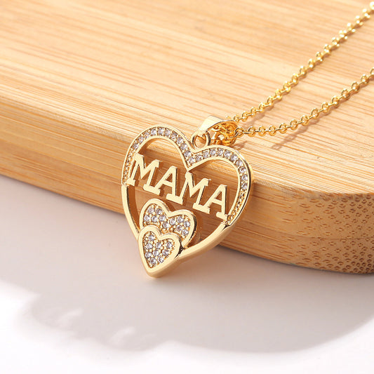 Temperament Simple Women's Jewelry Cold Wind MOM Pendant Mother's Day MAMA Versatile Necklace Internet Celebrity Jewelry