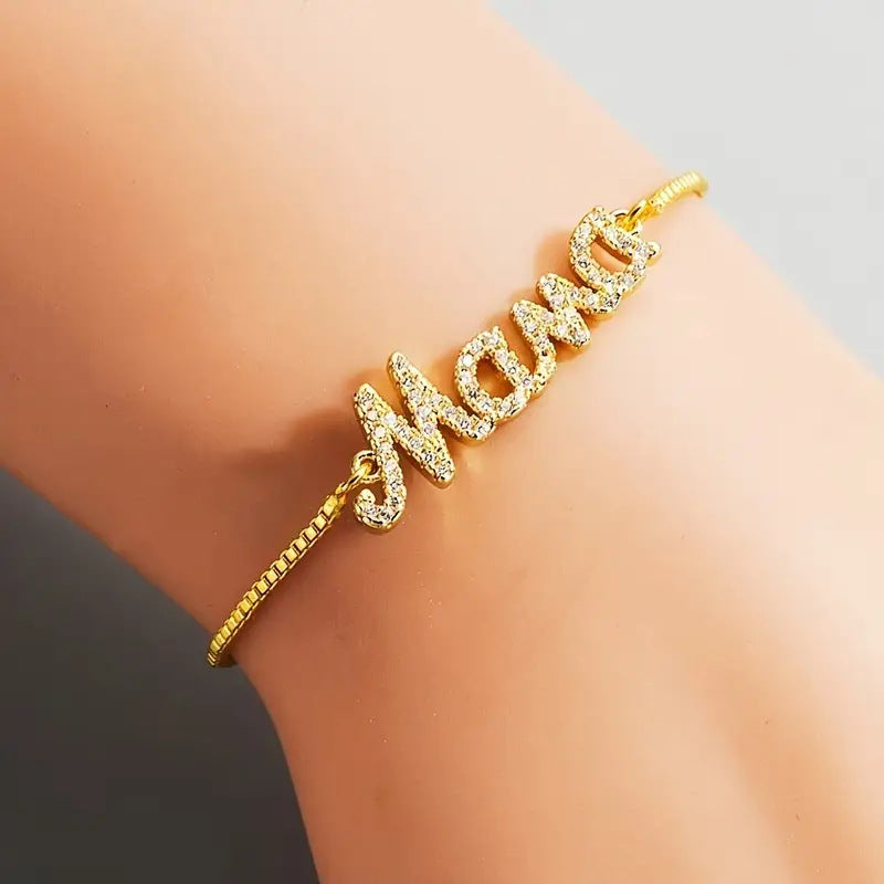 Fashion Mom Letter Creative Japanese and Korean Bracelet Zircon Premium Summer New Zipper Jewelry Women