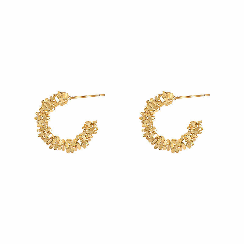 S925 Silver Needle Korean Simple Circle Broken Silver Temperament French Versatile Niche Light Luxury High-end Design Stud Earrings