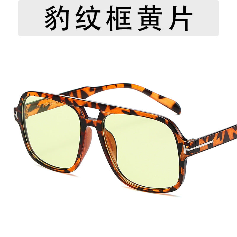 Wholesale Large Frame Glasses Overseas Fashion Texture Matching Sunglasses Spring New Double Beam Sunglasses