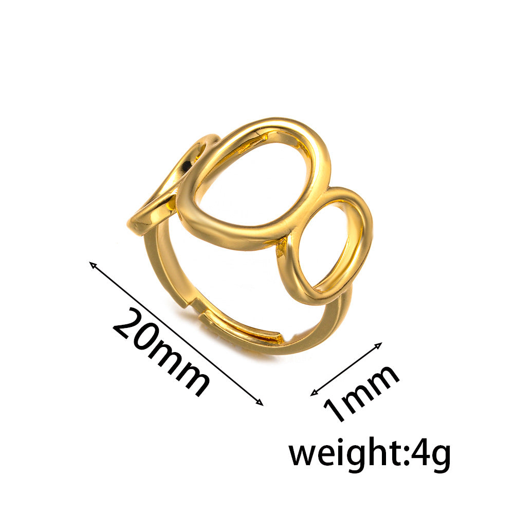 New Stainless Steel Ring European and American Fashion Minimalist Temperament Geometric Hollow Opening Jewelry Ring