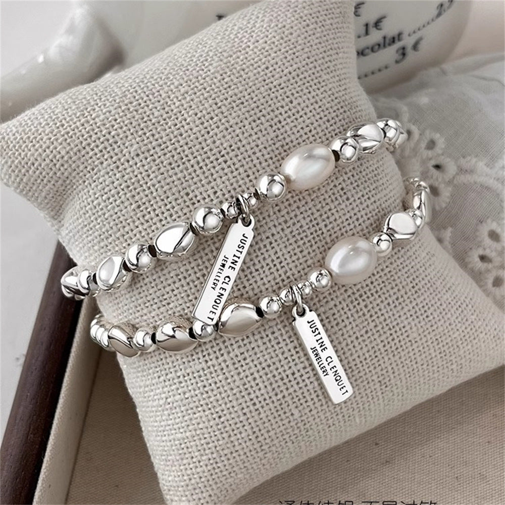 Pearl Bracelet Women's 925 Sterling Silver Light Luxury Niche High-end Ins Wind Beaded Bracelet Exquisite Versatile Bracelet Bracelet Jewelry