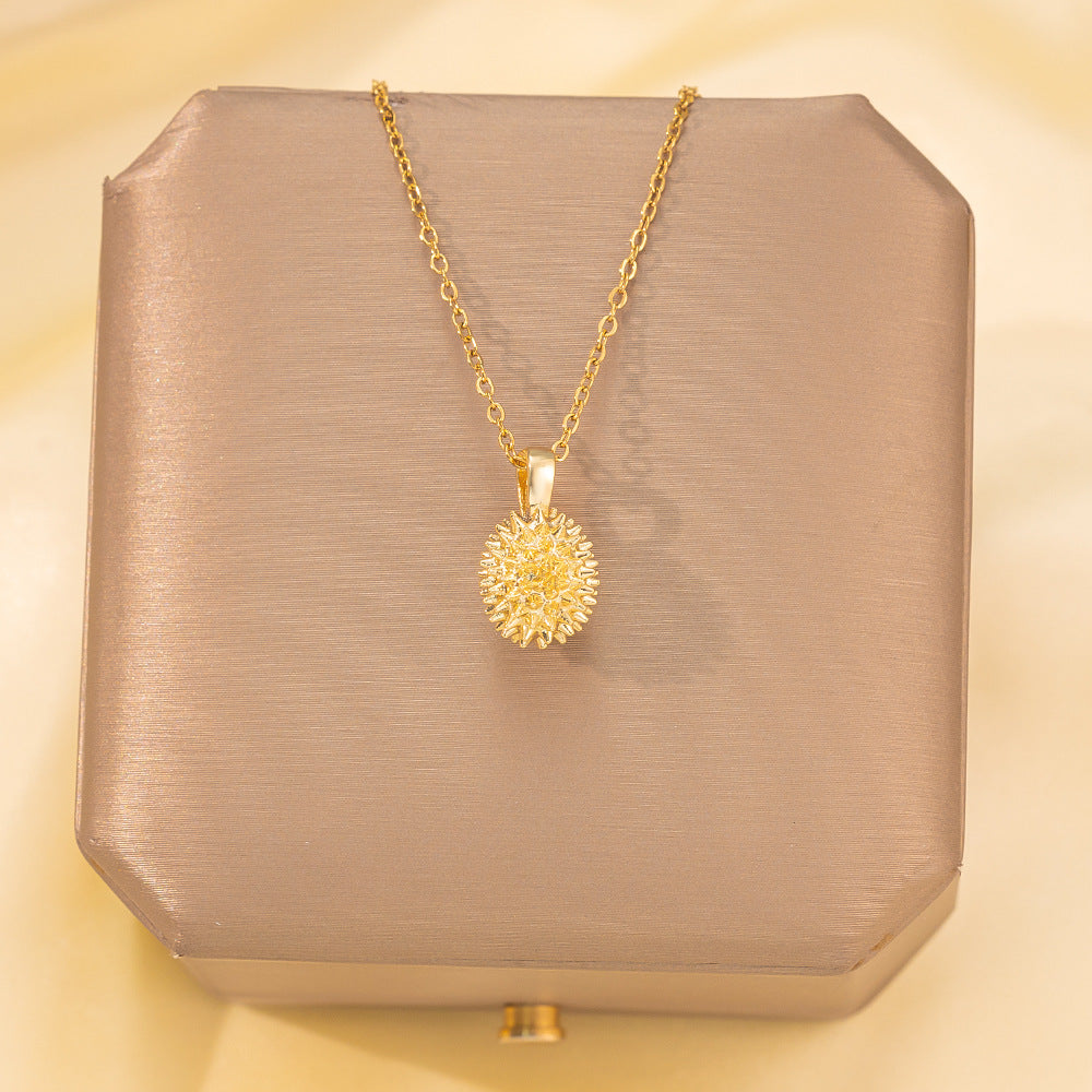 Copper Pendant Titanium Steel Necklace for Women Slightly Inlaid Zircon Pendant Girl Necklace