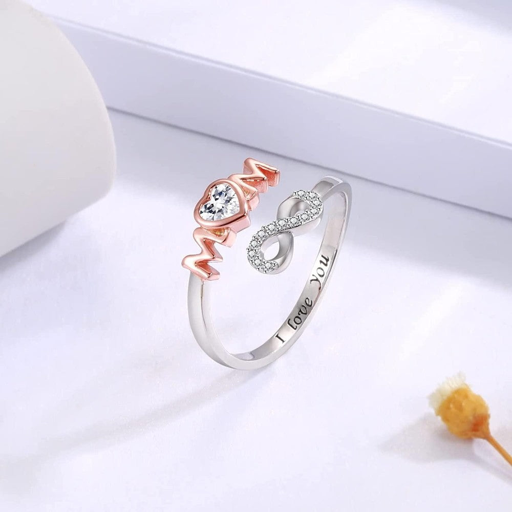 Popular Two-color Mom Ring Creative Adjustable Opening Ring