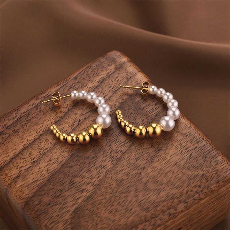 Fashion Titanium Steel Does Not Fade Short Ear Buckle Simple Geometric Rose Gold Earrings Stud Earrings