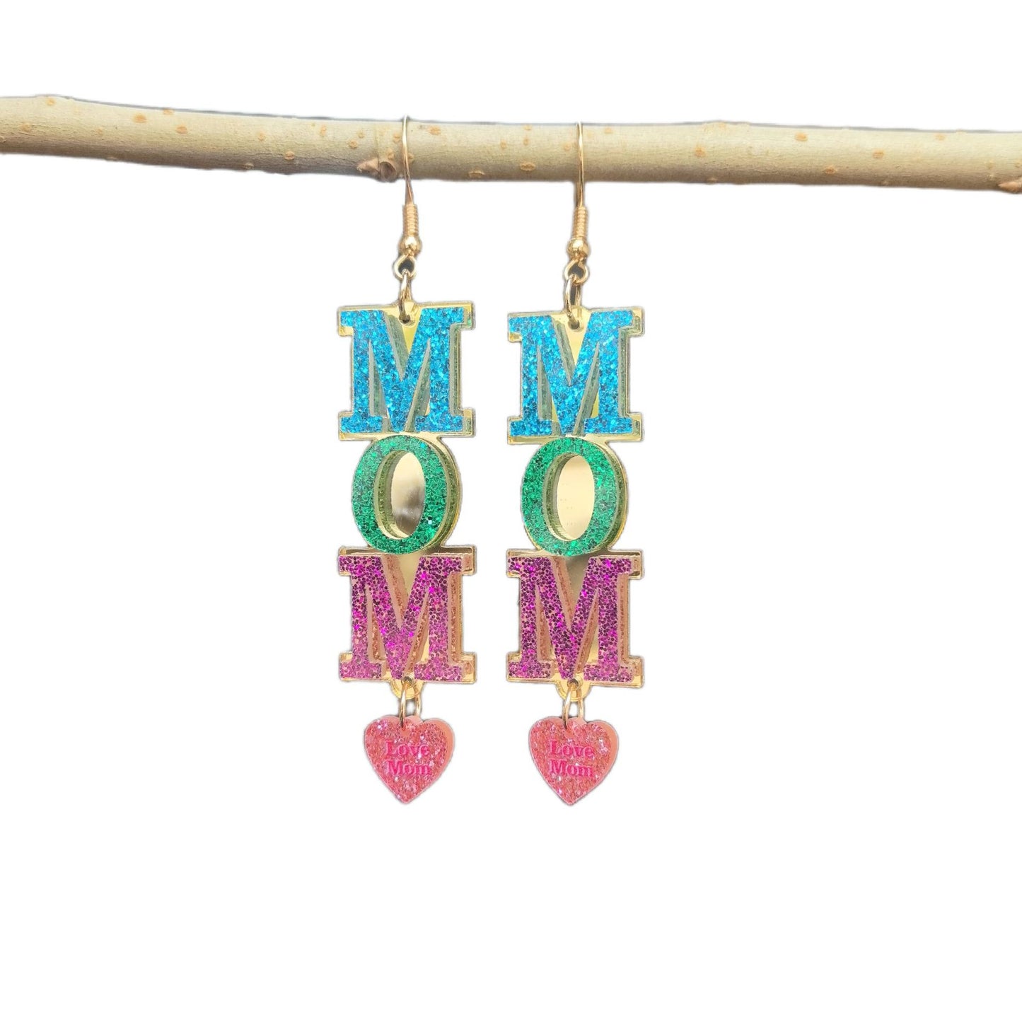 European and American New Mother's Day Splicing Acrylic MOM MAMA Letter Love Earrings Holiday Gift Earrings