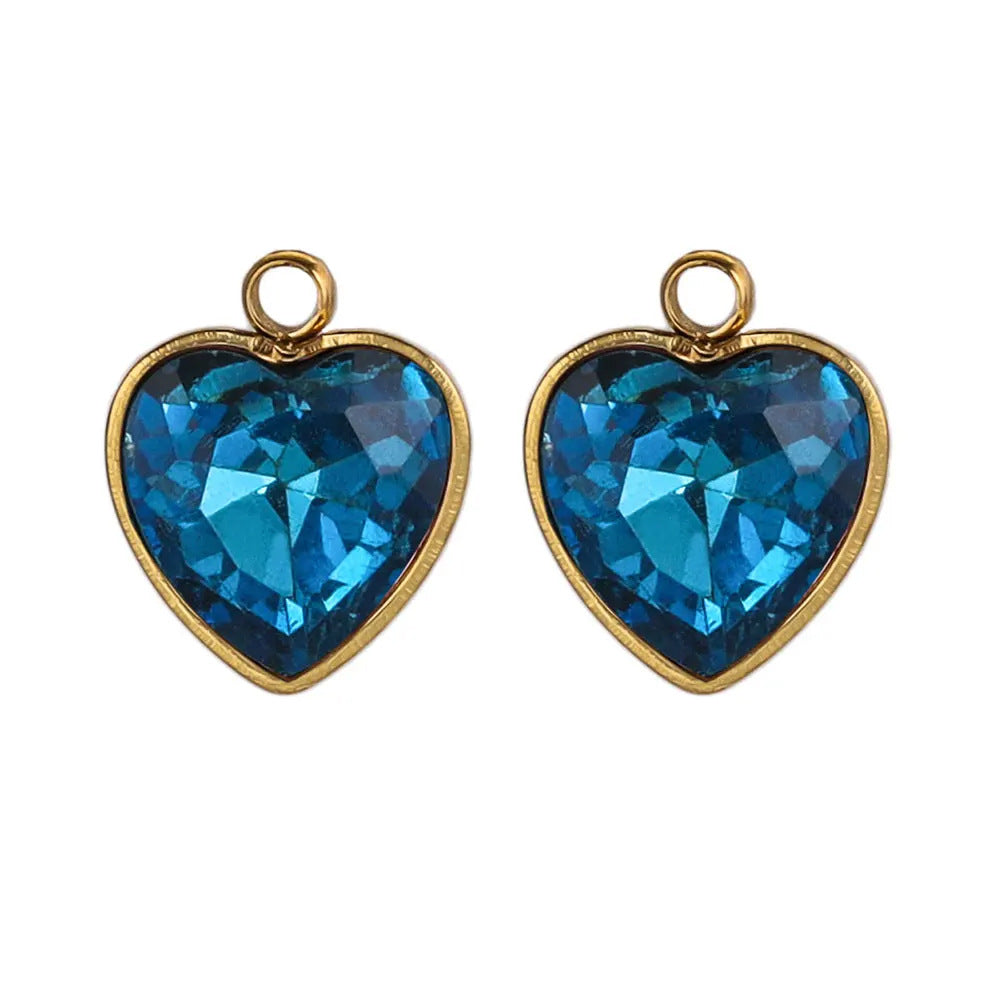 Stainless Steel Love Glass Pendant 18K Vacuum Plated Gold Pendant DIY Necklace Earrings Jewelry Accessories