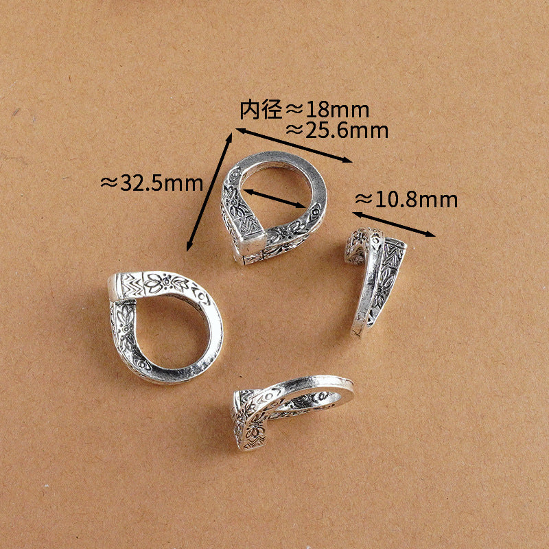 Silver Jewelry Bead Partition Accessories DIY Bracelet Handmade Beading Accessories Running Ring Accessories Thai Silver Chiang Mai Silver Large Bead Partition
