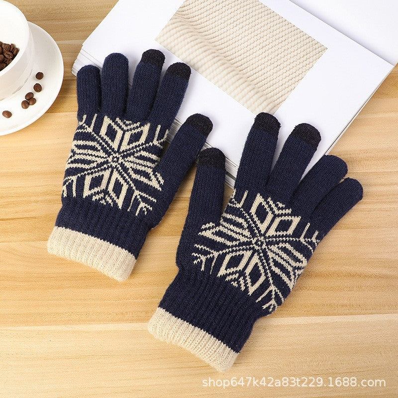 Wool Knitted Thermal Gloves Touch Screen Non-slip Gloves