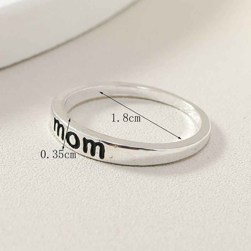 MOM Mother DAD Ring Alloy Silver Plated Jewelry Mother's Day Gift Jewelry