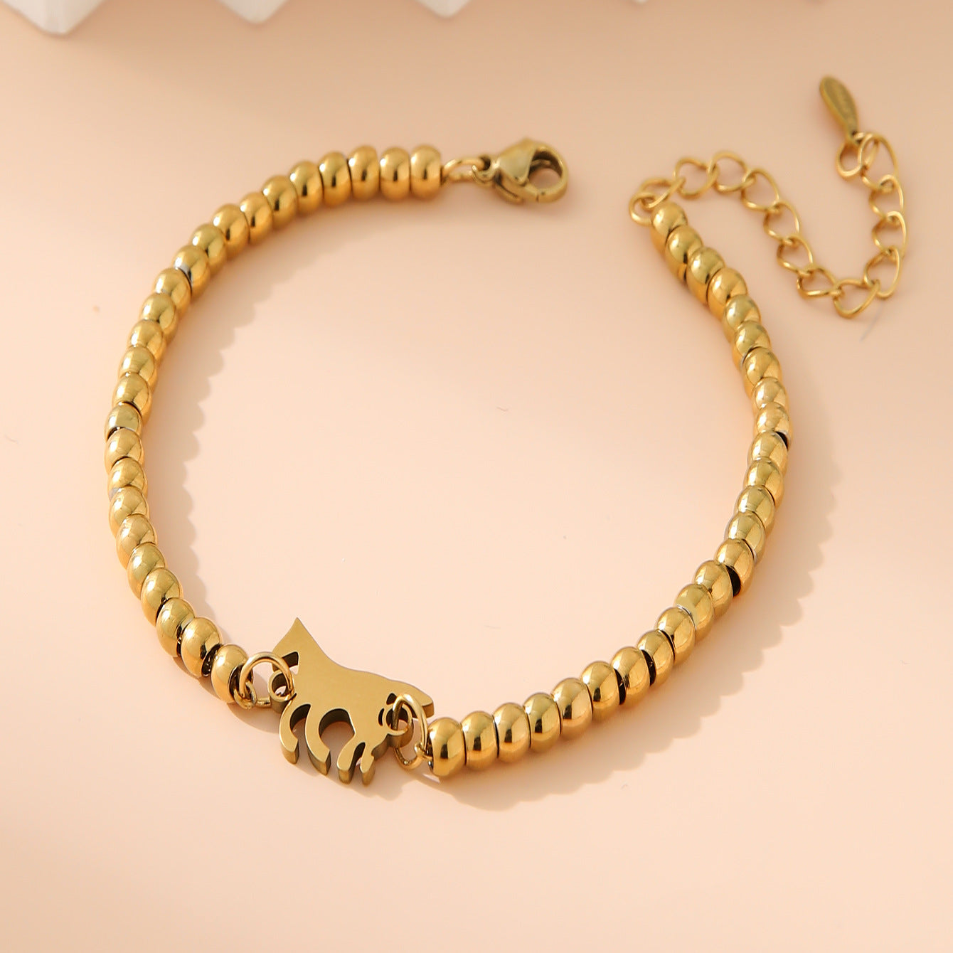 New Simple Stainless Steel Plated 18K Gold 4MM Bead Mother Bracelet Women's Mother's Day Gift Jewelry