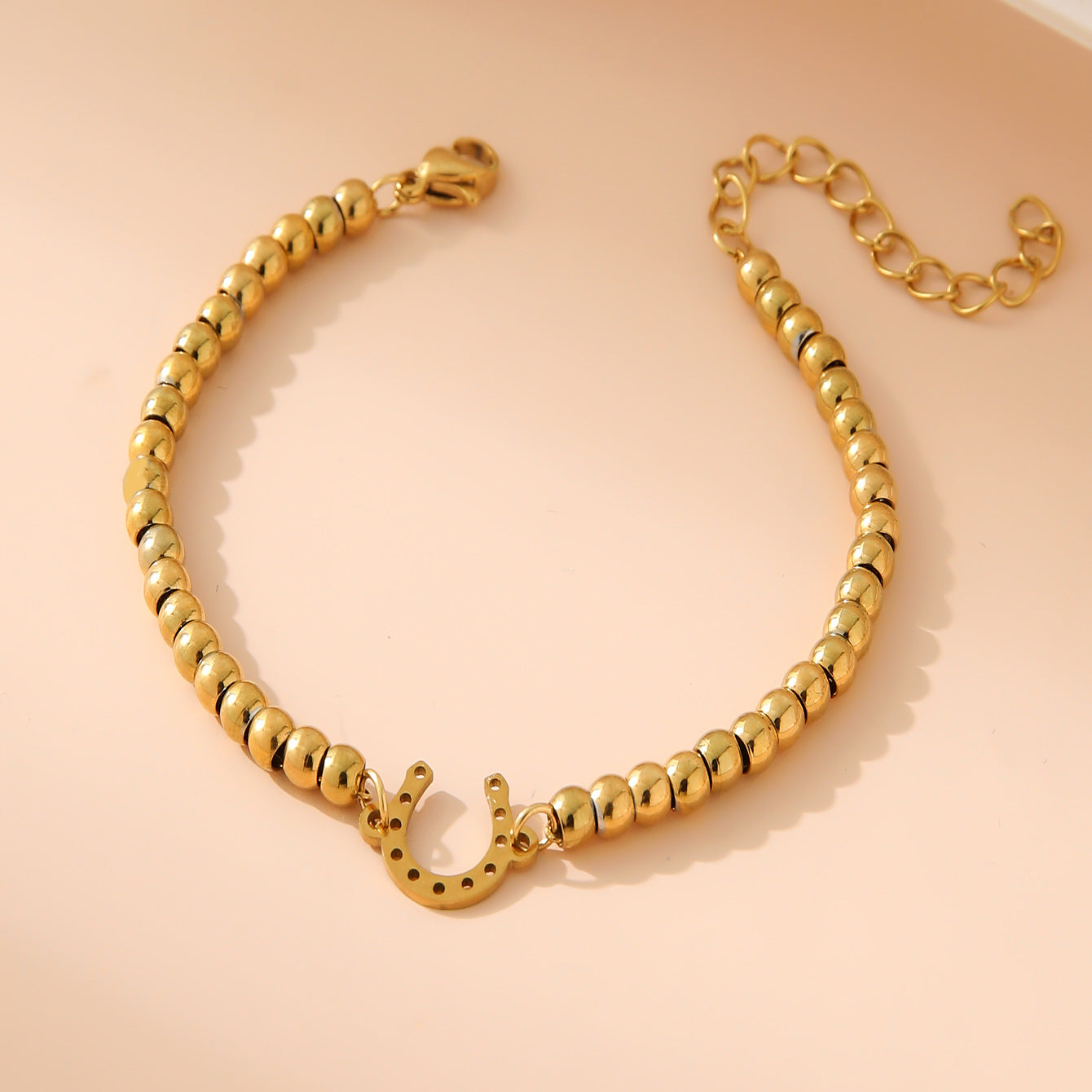 New Simple Stainless Steel Plated 18K Gold 4MM Bead Mother Bracelet Women's Mother's Day Gift Jewelry