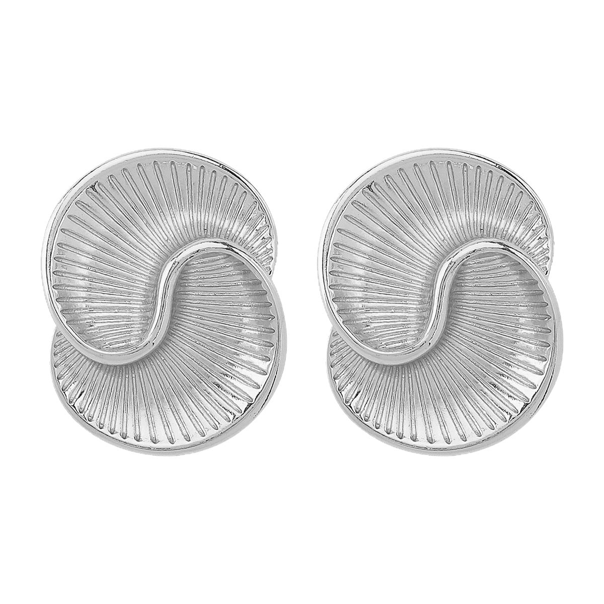 European and American Fashion Simple Design Retro Geometric Alloy Earrings, Personalized Spiral Texture Ring Necklace