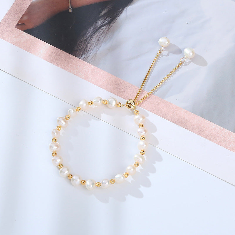 Baroque Freshwater Pearl Girlfriend Bracelet Alien 14k Gold Retro Bracelet Ins Internet Celebrity Bracelet