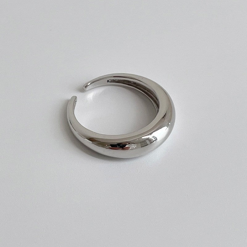 Korean Version of S925 Sterling Silver Niche Design Irregular Simple Plain Ring Female Stacking Wearing Hipster Ring Cold Wind