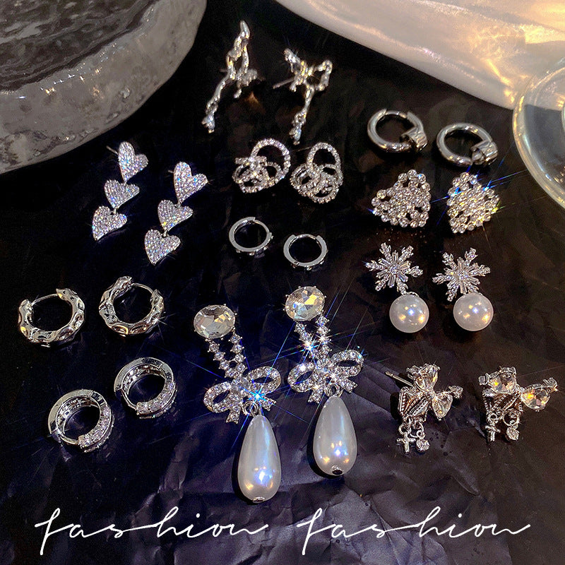 925 Silver Needle Pearl Zircon Earrings Women's High-end Sense Niche Temperament Cold Wind Mori Earrings Ear Jewelry Wholesale