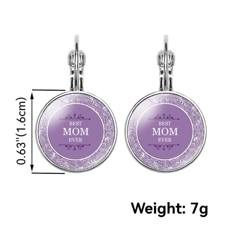 Europe and The United States Hot-selling Mother's Day Gifts, Mother's Love MOM Heart-shaped Time Gem Earrings, Korean Version of Simple Ear Hooks