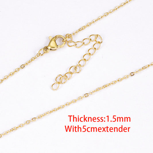 18K Furnace Real Gold 1/1.5/2 Mm Cross Chain Titanium Steel Chain Jewelry Accessories Necklace Bright Non-fading