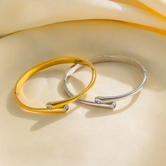 Titanium Steel Extremely Simple Bracelet Hot Sale Advanced Sensor Vacuum Furnace Electroplating Glossy Stainless Steel Bracelet