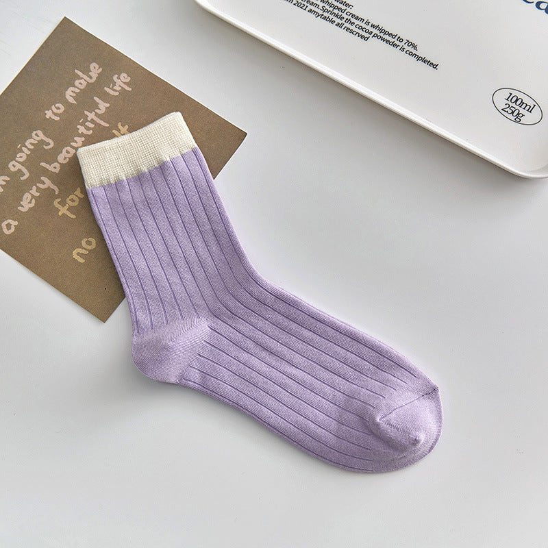 Socks Women's Summer Medium Tube Socks Dopamine Candy Color Korean Spring and Autumn Stacking Socks