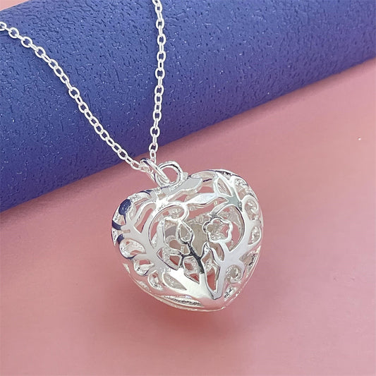 925 Silver 46CM Net Heart Necklace Korean Version Hot Sale Spot Supply Necklace Wholesale