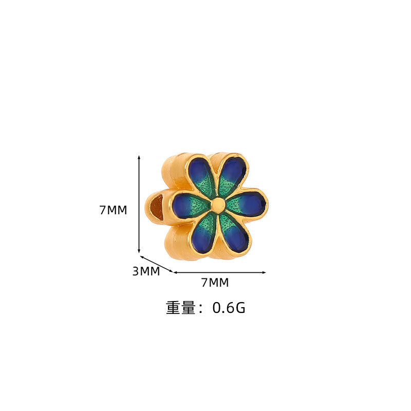 DIY Handmade Bracelet Beaded Accessories Sand Gold Alloy Accessories Dumb Gold Double-sided Flower Large Hole Beads Bracelet Beads