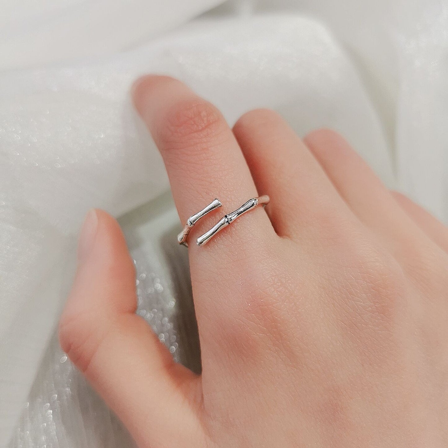 Korean Version 925 Sterling Silver Plain Ring, Women's Non-fading Ins Style Light Luxury High-end Sense Versatile Opening Adjustment Index Finger Ring