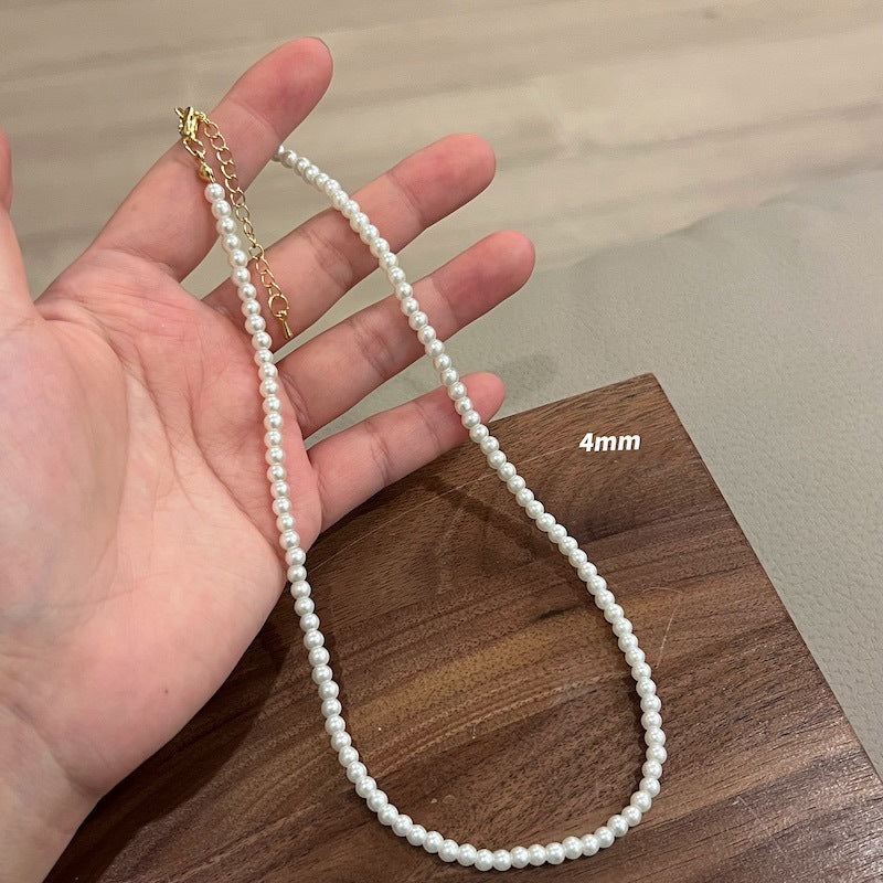 Aobai Magnetic Buckle Round Pearl Necklace Female Fashion Celebrity Neck Chain Temperament Design Advanced Sense Collarbone Chain